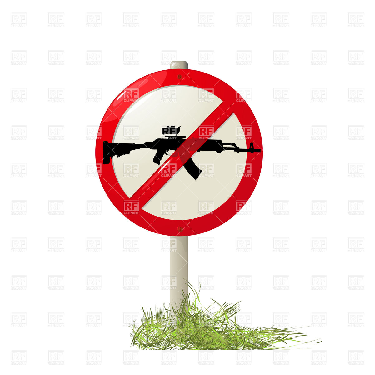 Restrictive Street Sign With A Machine Gun Silhouette No Guns Allowed