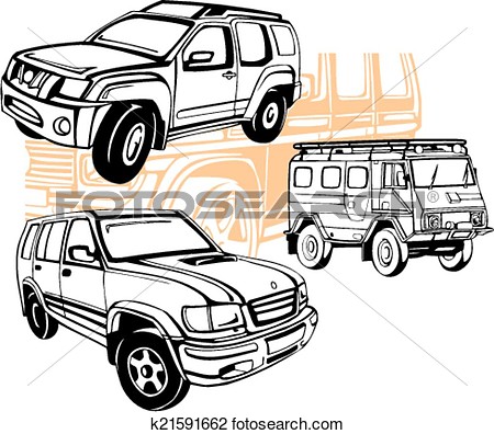Set Car Jeep And Lorry Fotosearch Search Clipart Drawings Car Pictures