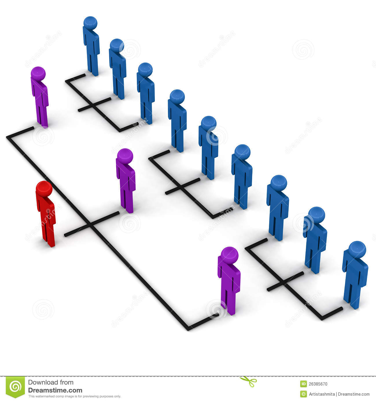 Simple Hierarchy Or Organizational Structure In 3d Figures