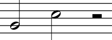     Stem Facing Up A Half Note With Stem Facing Down And A Half Rest