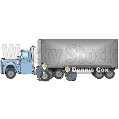 Tire On A Big Blue 18 Wheeler Semi Truck Clipart Illustration   Djart