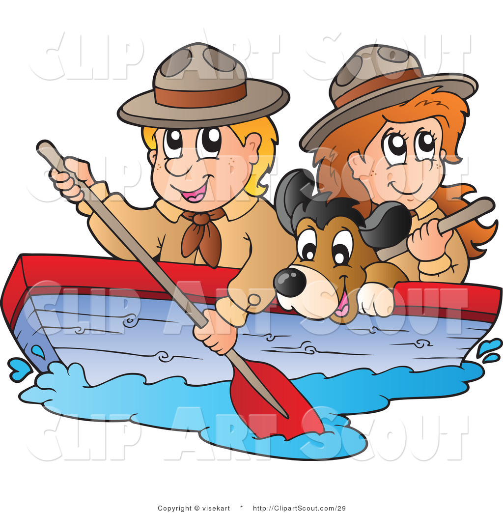 Vector Clipart Of A Dog Boy And Girl Scouts Boating By Visekart    29