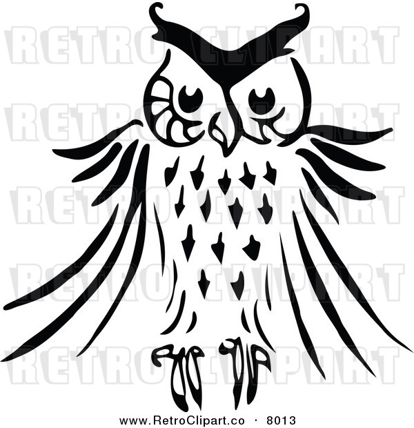 Vector Clipart Of A Retro Black And White Owl By Prawny Vintage    