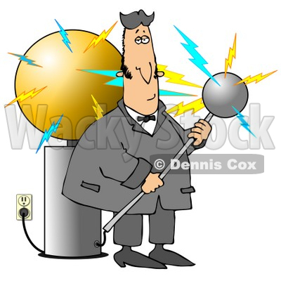 With The Tesla Coil Clipart Illustration Graphic   Dennis Cox  14708