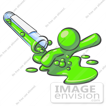 36682 Clip Art Graphic Of A Lime Green Guy Character Spilling From A