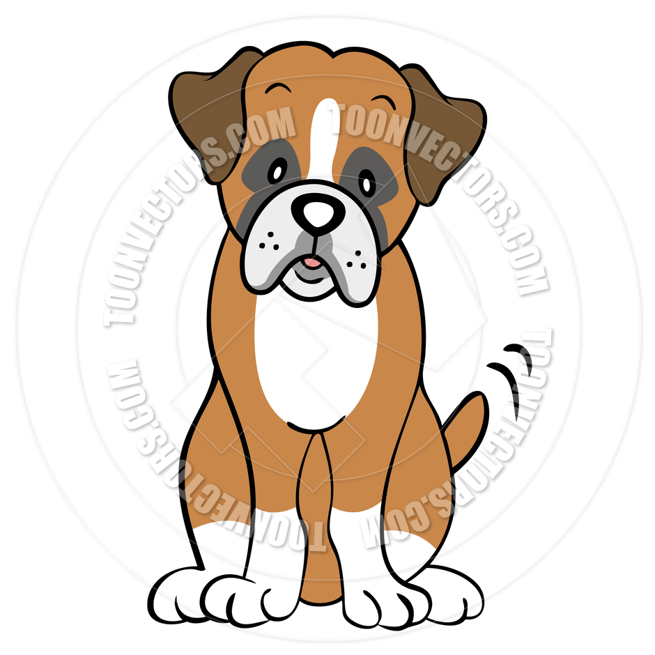Cartoon Boxer Dog Isolated By Cartoongalleria   Toon Vectors Eps    