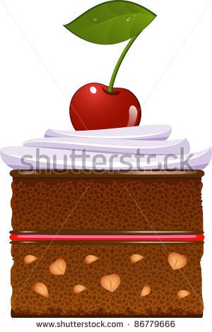 Chocolate Cake With Whipped Cream And A Cherry   Stock Vector