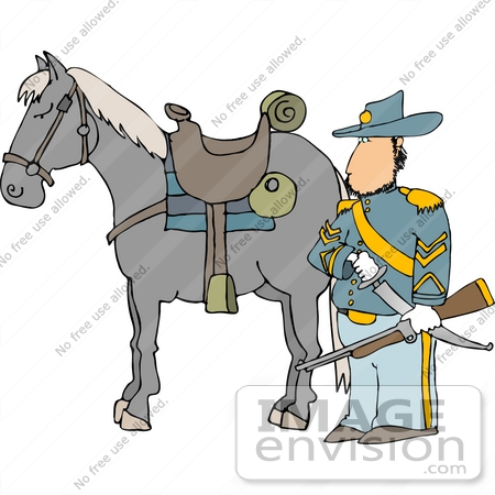 Civil War Clipart Civil War Calvary Officer With Horse Sword And    