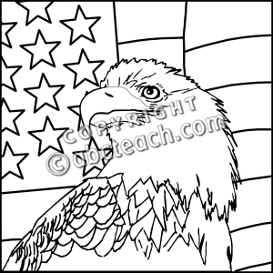 Clip Art  Patriotic Eagle B W   Preview 1