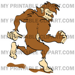 Clipart Illustration Of A Sasquatch Running Away Looking Back Over