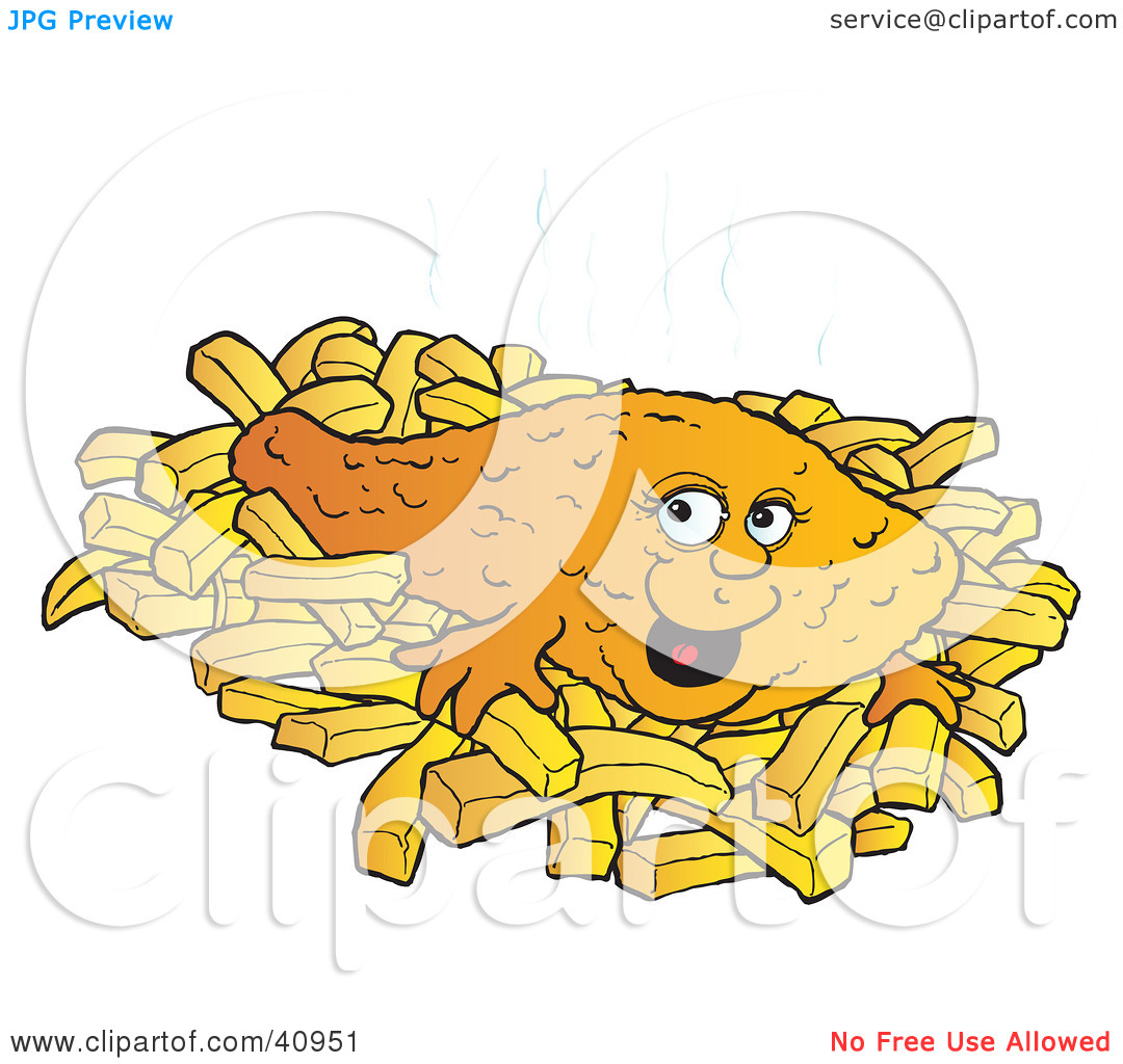 Clipart Illustration Of A Smiling Fish And Chips Meal By Snowy  40951