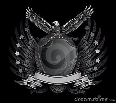 Eagle And Shield B W Insignia Royalty Free Stock Photos   Image