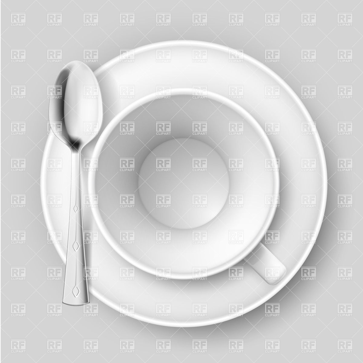 Empty Cup With Spoon On Saucer Download Royalty Free Vector Clipart    
