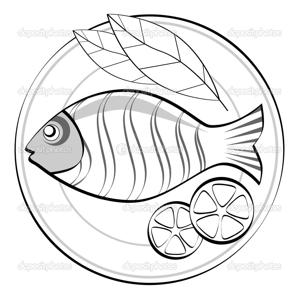 Fish On A Plate    Stock Vector   Troyka  4931258