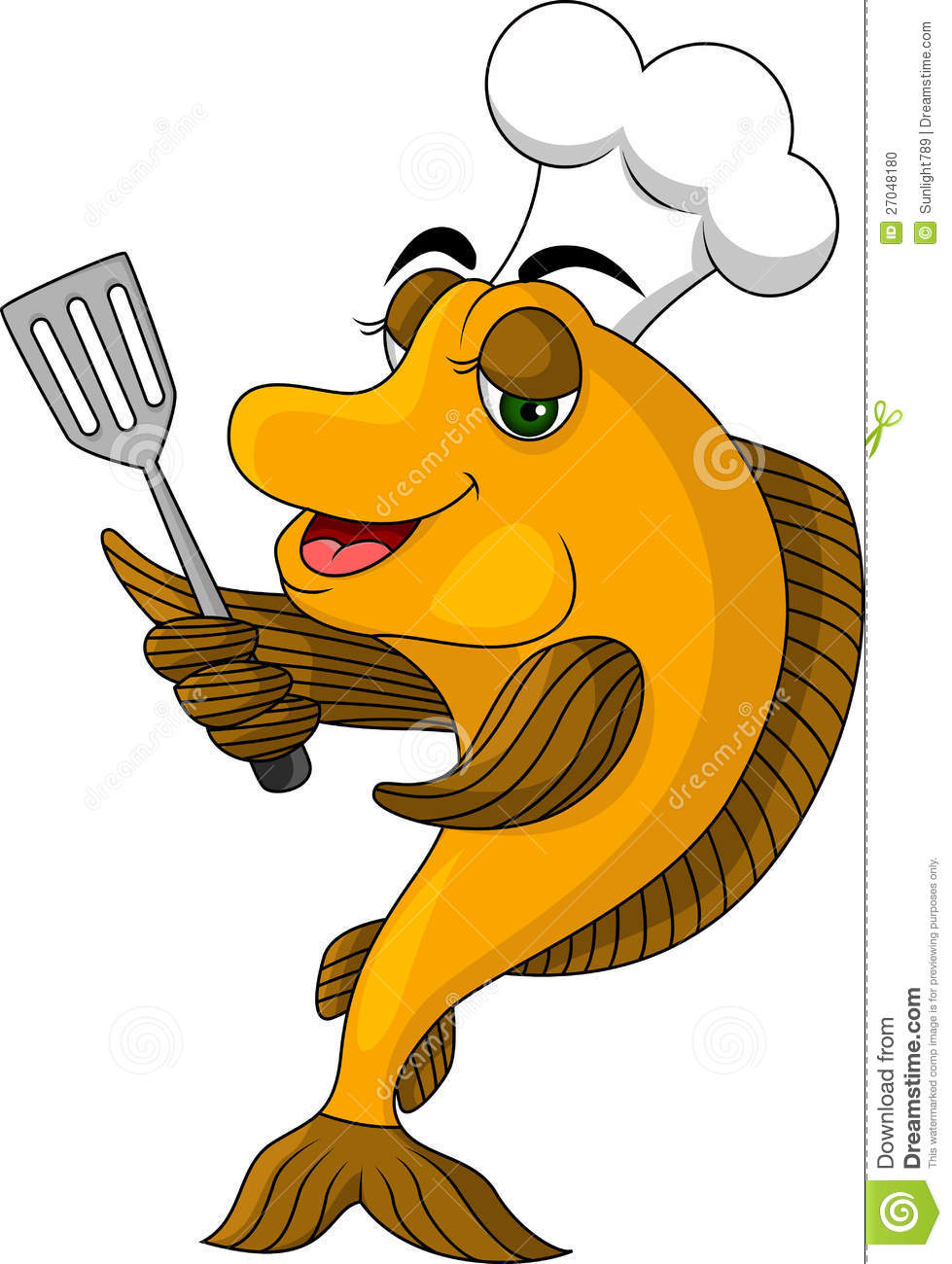 Funny Cartoon Cook Fish Stock Photo   Image  27048180