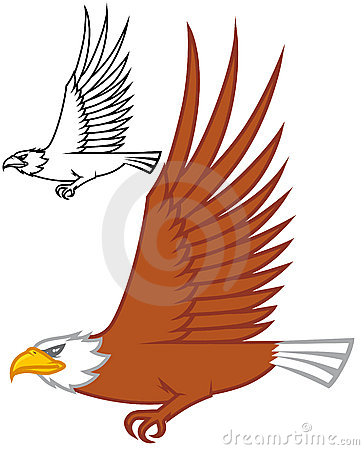 Isolated Illustration Eagle Flying Design B W And Color Version