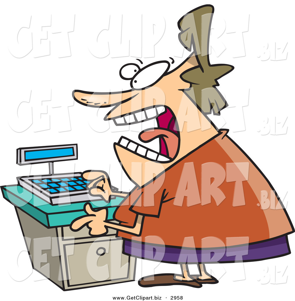Larger Preview Clip Art Of A Stressed Out Caucasian Clerk Female At