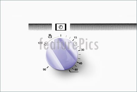 Picture Of Purple Timer Oven Knob On A White Oven