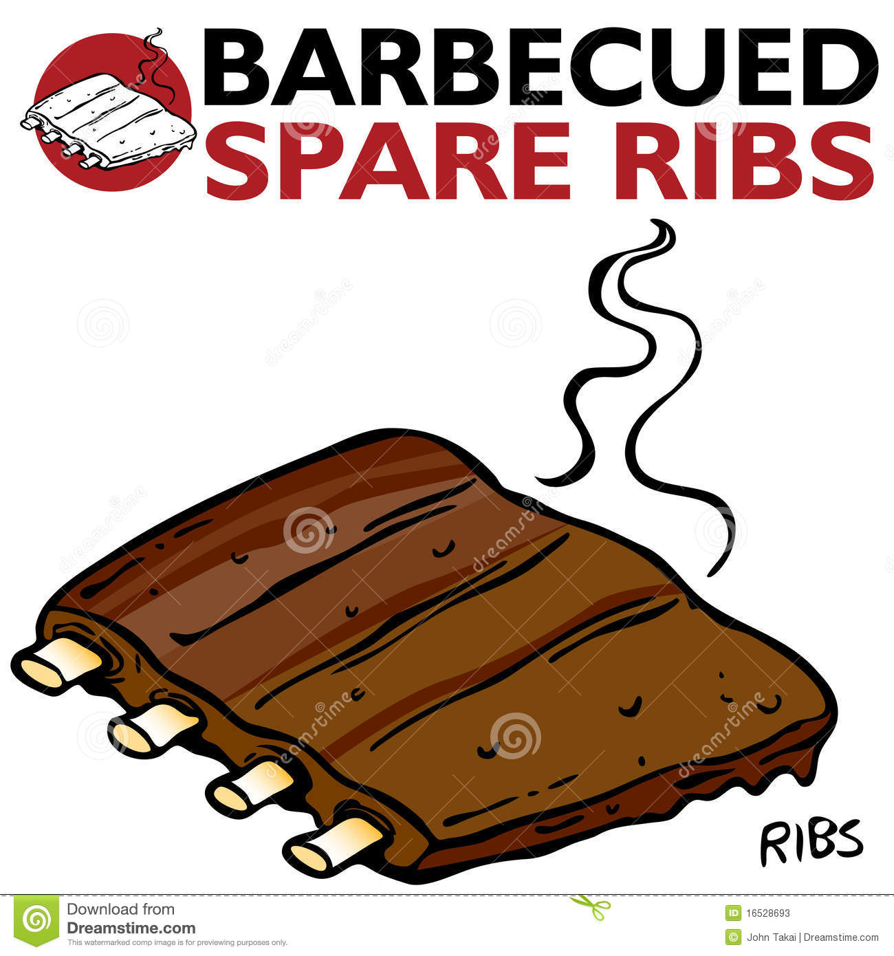 Pork Ribs Clipart Barbecued Spare Ribs Stock