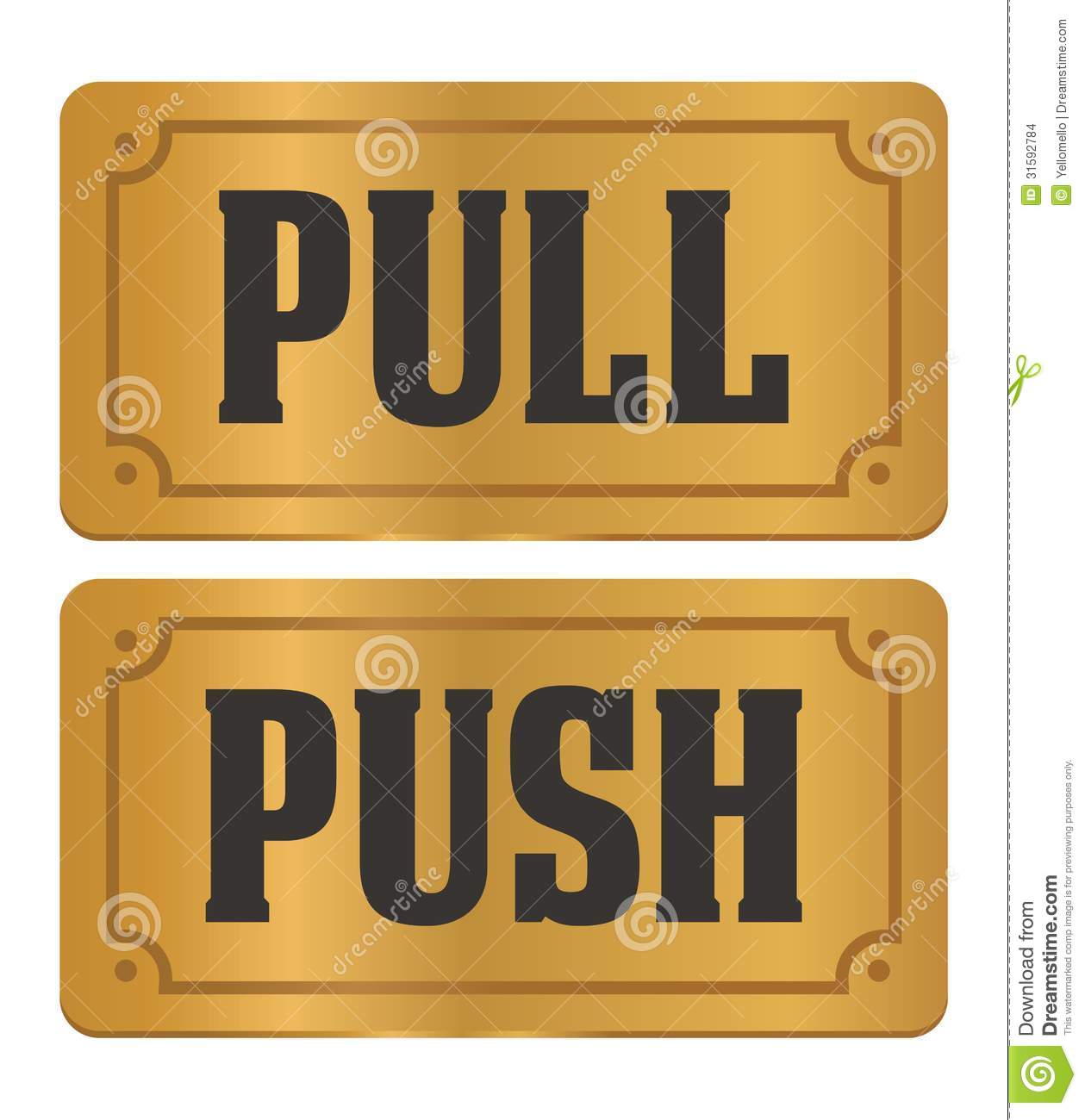 Push Or Pull Clipart Pull And Push   Gold Door