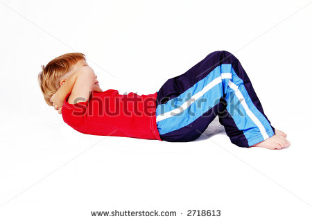 Stock Photo A Four Year Old Boy Wearing Blue And Red Doing Sit Ups