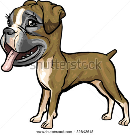 Vector Clip Art Caricature Illustration Of Boxer Dog  Hand Drawn