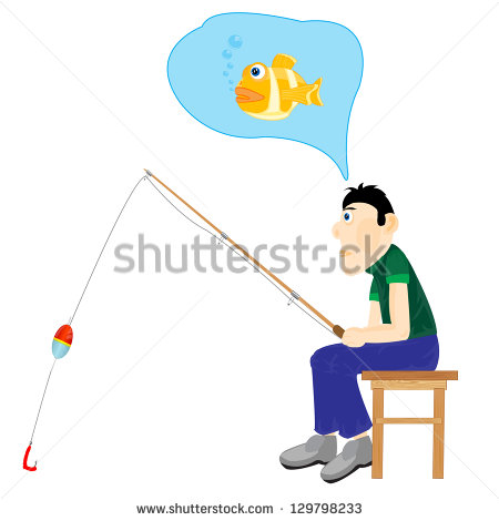 With Fishing Rod Dreaming Of Fishing Raster Version   Stock Photo