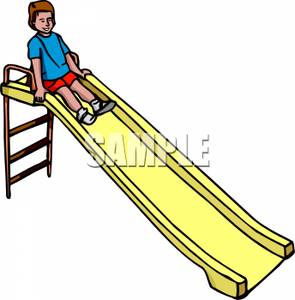 Boy Sliding Down A Slide   Royalty Free Clipart Picture