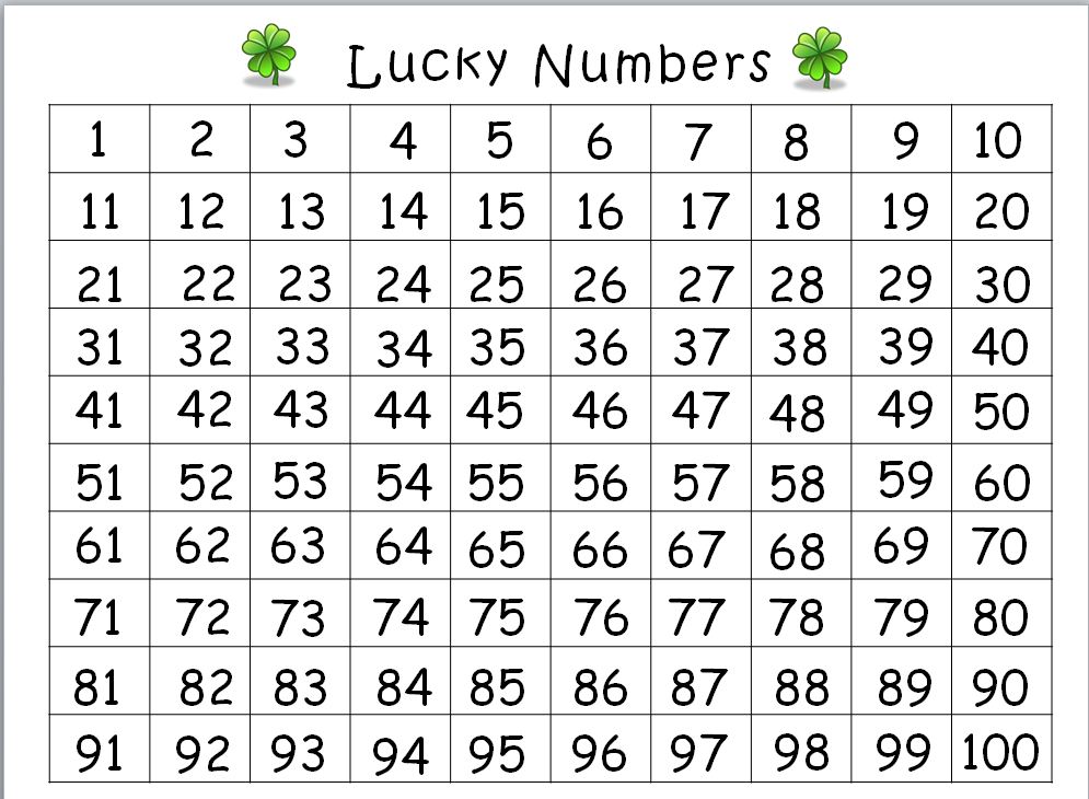 Classroom Freebies Too  Lucky Numbers Hundred Chart Game
