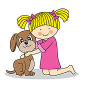 Clip Art Of Girl Exercising With Her Dog U18166342   Search Clipart