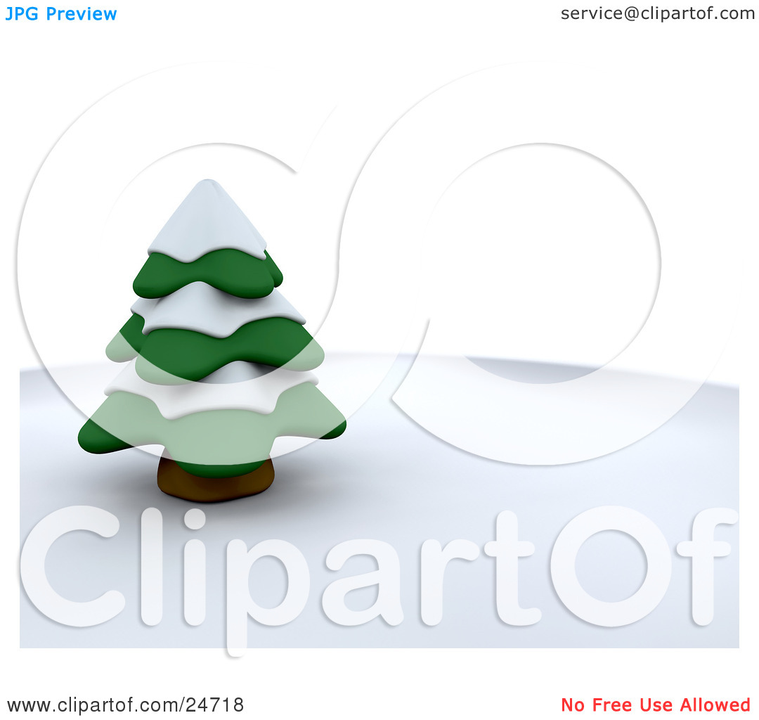 Clipart Illustration Of An Evergreen 3d Tree Covered In Snow On A