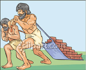Egyptian Slaves Hauling Bricks   Royalty Free Clipart Picture