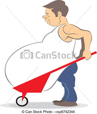 Eps Vector Of Fat Man   Vector Caricature Man Slave Of His Belly    