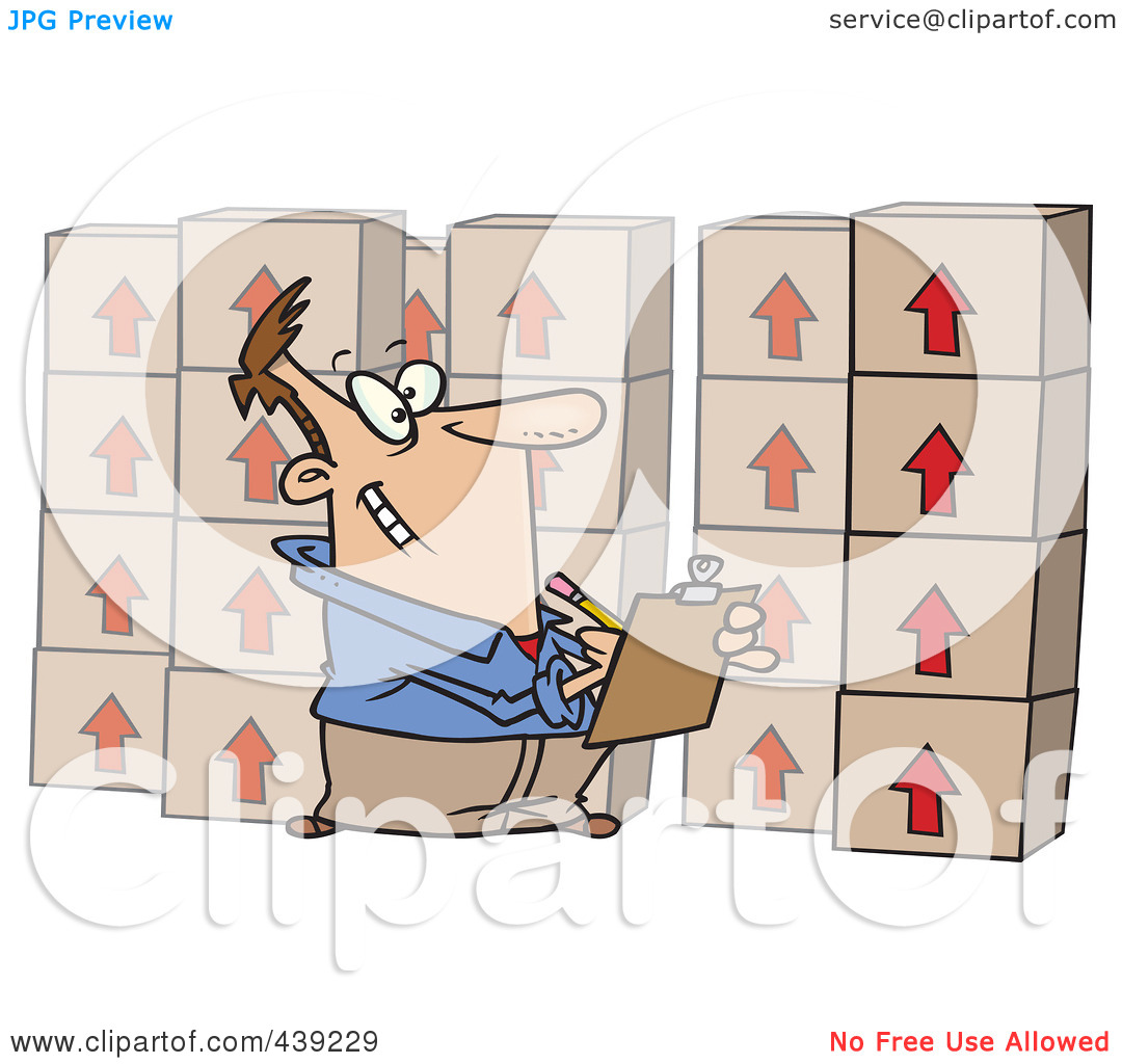 Illustration Of A Cartoon Man Taking Inventory By Ron Leishman  439229