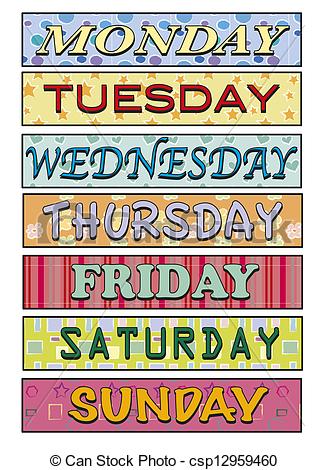 Illustration Of Days Of The Week   Illustration Of Days Of The Week