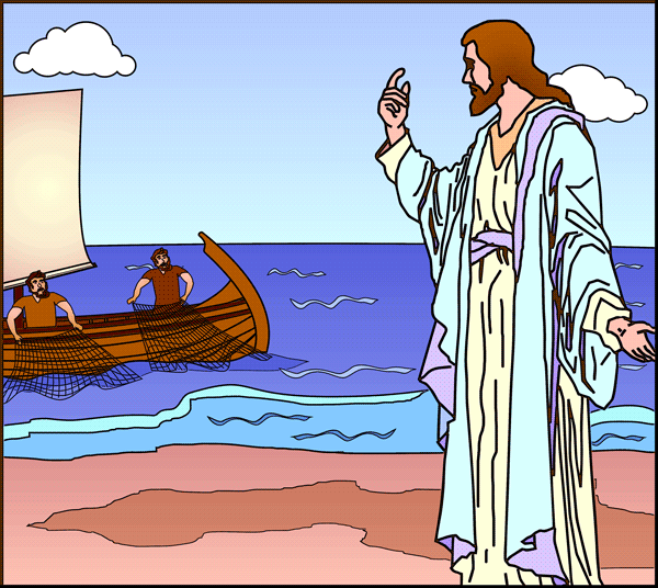 Jesus Of Nazareth On The Shore Calling Disciples To Follow Him