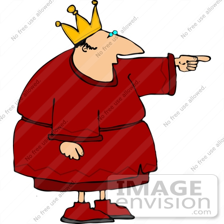 King In A Crown And Robe Pointing Clipart    14744 By Djart   Royalty