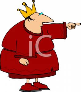 King In A Robe And Crown Pointing At Something   Royalty Free Clipart    
