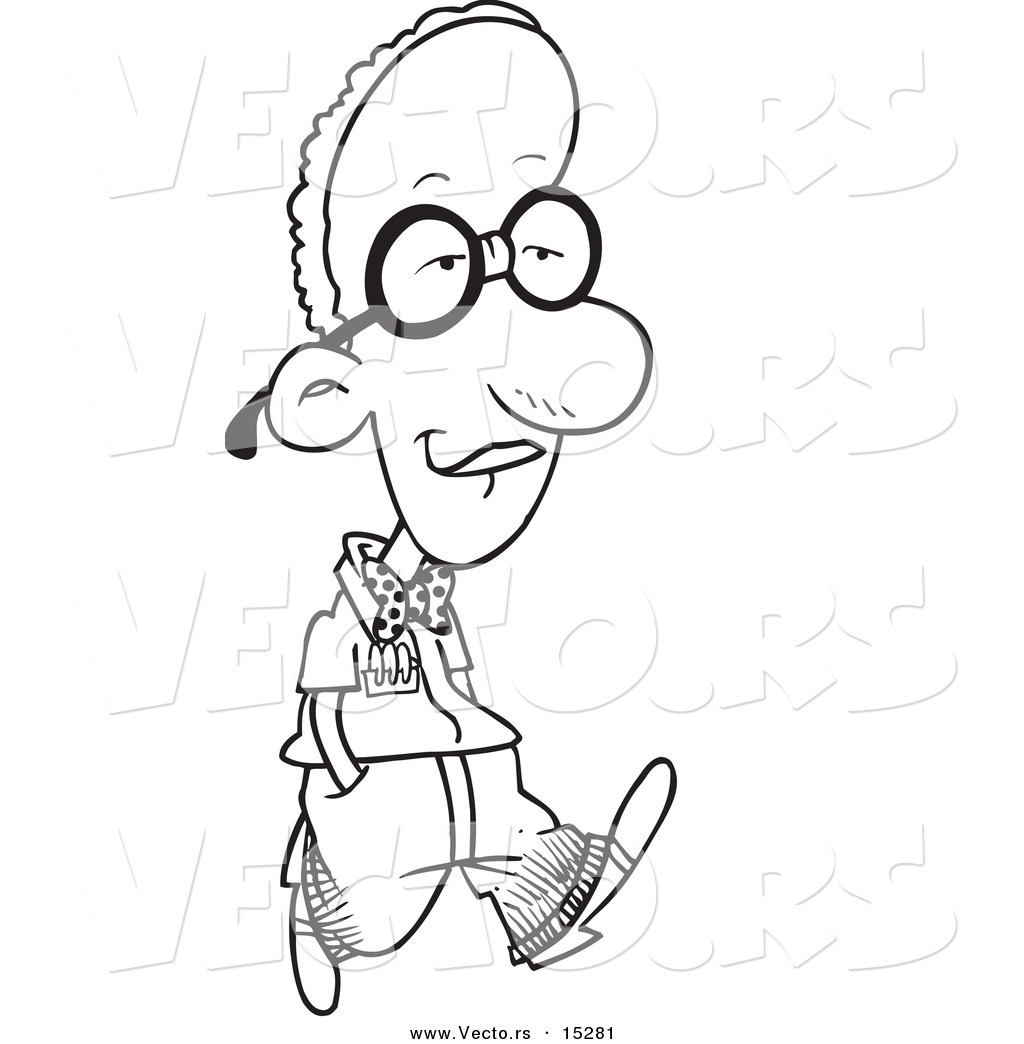 Larger Preview  Vector Of A Cartoon Nerdy Black Boy Walking   Coloring