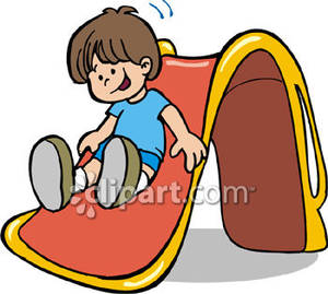 Little Boy Playing On A Slide Royalty Free Clipart Picture