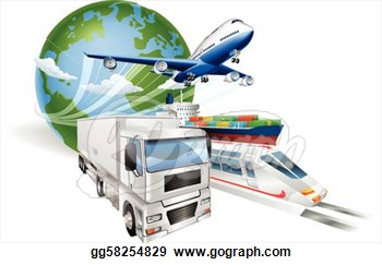 Logistics Concept Airplane Truck Train Ship  Vector Clipart Gg58254829