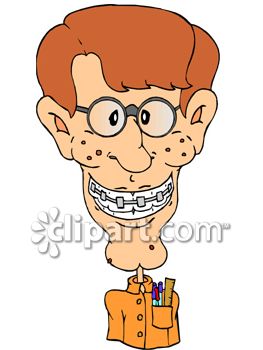 Nerdy Redheaded Boy With Braces And A Pocket Protector Royalty Free