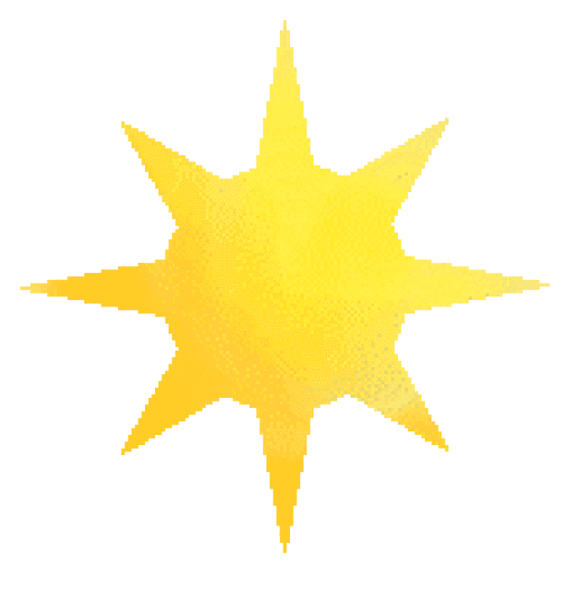 Of A Large Golden Sun With Rays And The Same Image With A Drop Shadow