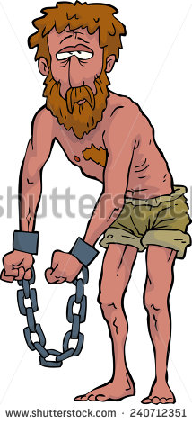 Slave In Chains On A White Background Raster Version   Stock Photo