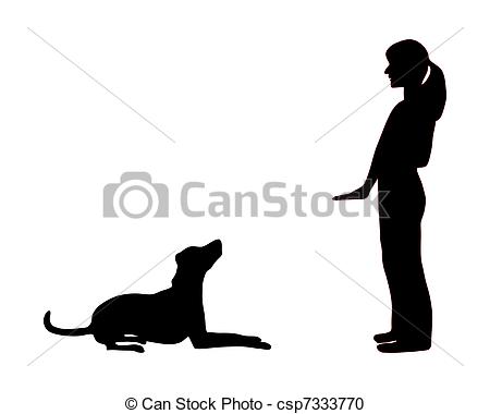 Vector Clipart Of Dog Training Obedience  Command Sit Down Csp7333770    