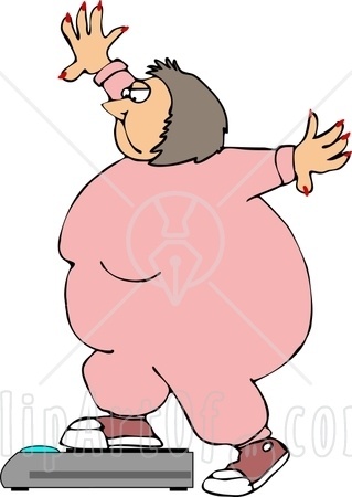 4634 Fat Girl Weighing Herself On A Scale Clipart