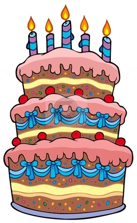 Big Cartoon Cake With Candles Stock Vector Clipart Big Cartoon Cake