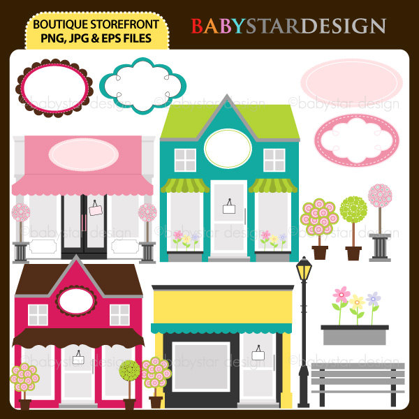 Boutique Storefront Clipart Instant Download By Babystardesign