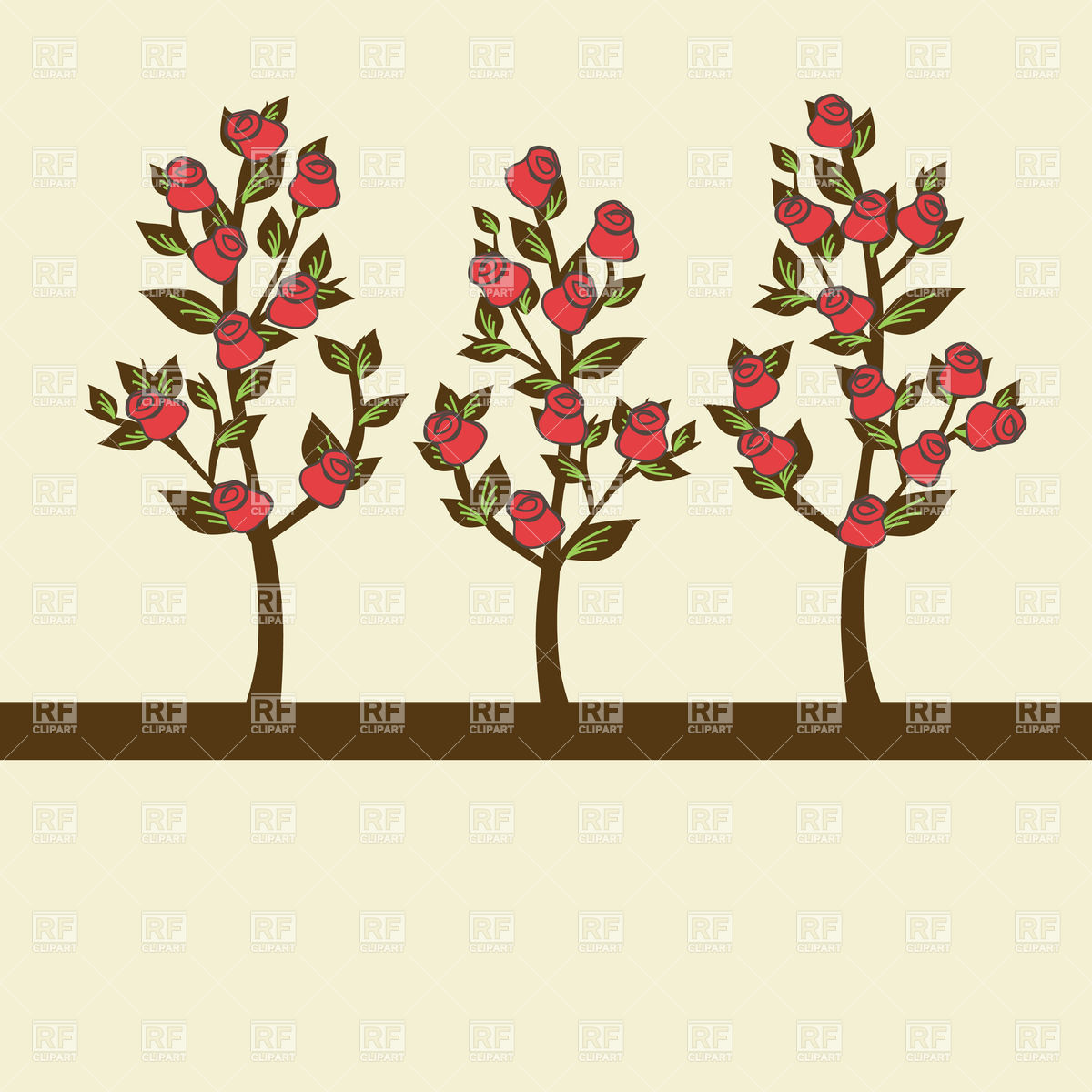 Bush Of Rose 23151 Plants And Animals Download Royalty Free Vector