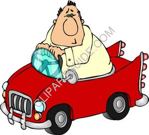 Clipart Of Man In A Red Car